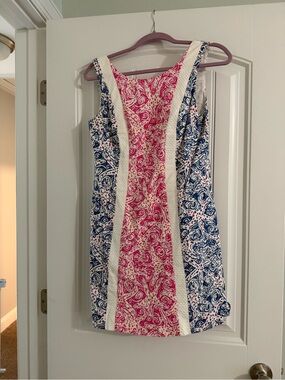 Lilly Pulitzer Pink & Blue Paisley Panel Mini Dress